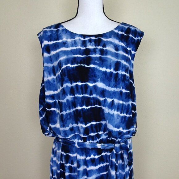 Jessica Howard Tie Dye Dress Women's Plus Size 22W Blue Stretch - Picture 2 of 8